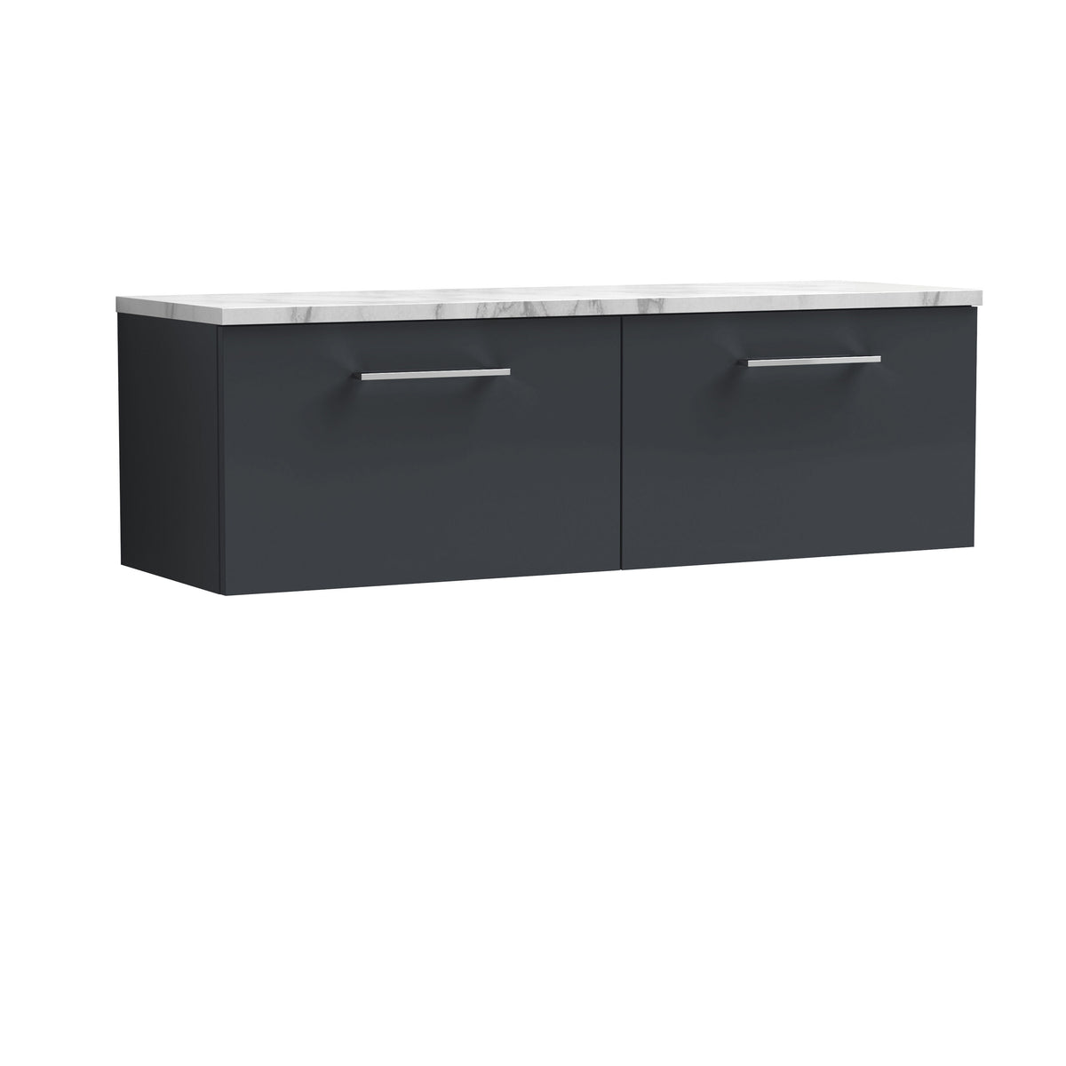 Nuie Arno 1200mm 2 Drawer Wall Hung Vanity With Carrara Laminate Worktop