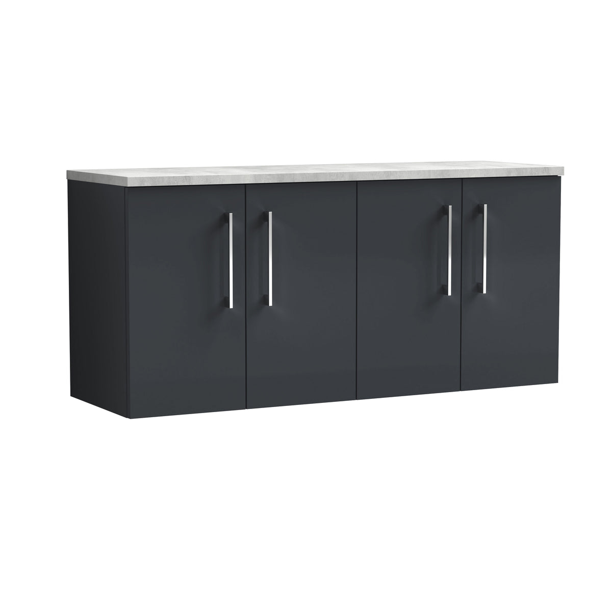 Nuie Arno 1200mm 4 Door Wall Hung Vanity Unit With Bellato Grey Worktop