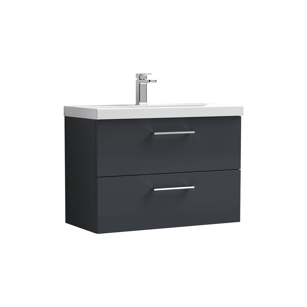 Nuie Arno 800mm 2 Drawer Wall Hung Vanity Unit With Mid-Edge Basin