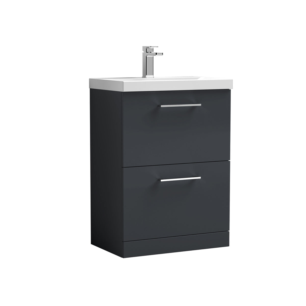 Nuie Arno 600mm 2 Drawer Floor Standing Vanity Unit With Mid-Edge Basin