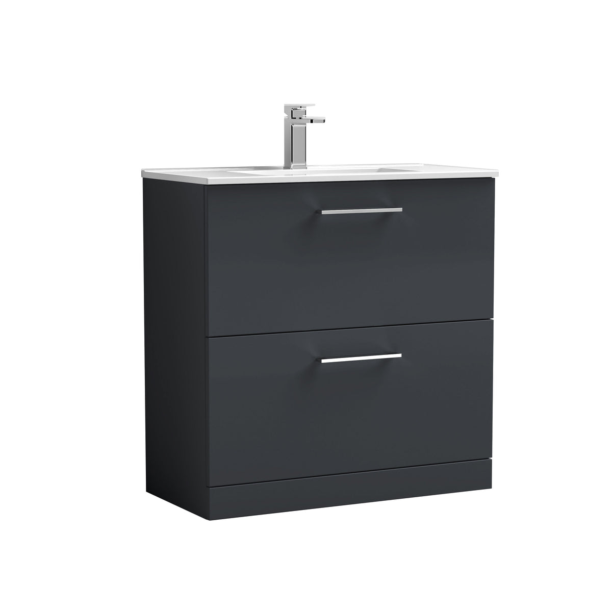 Nuie Arno 800mm 2 Drawer Floor Standing Vanity Unit With Minimalist Basin