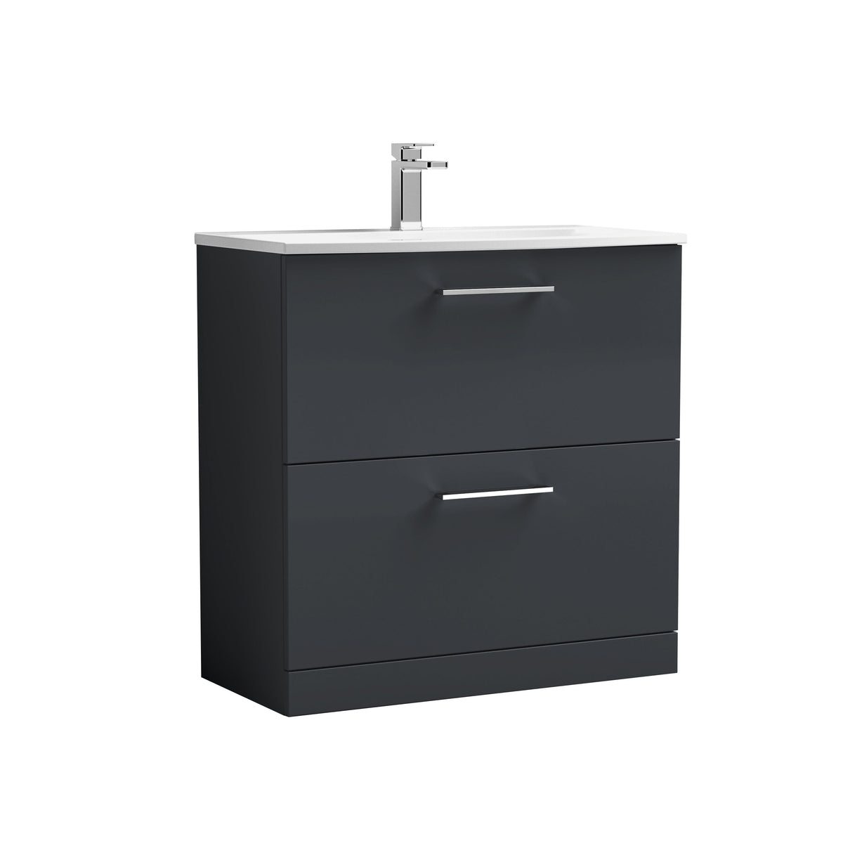Nuie Arno 800mm 2 Drawer Floor Standing Vanity Unit With Curved Basin