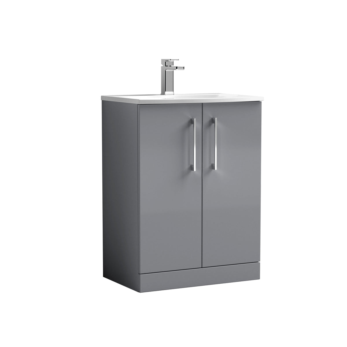 Nuie Arno 600mm 2 Door Floor Standing Vanity Unit With Curved Basin