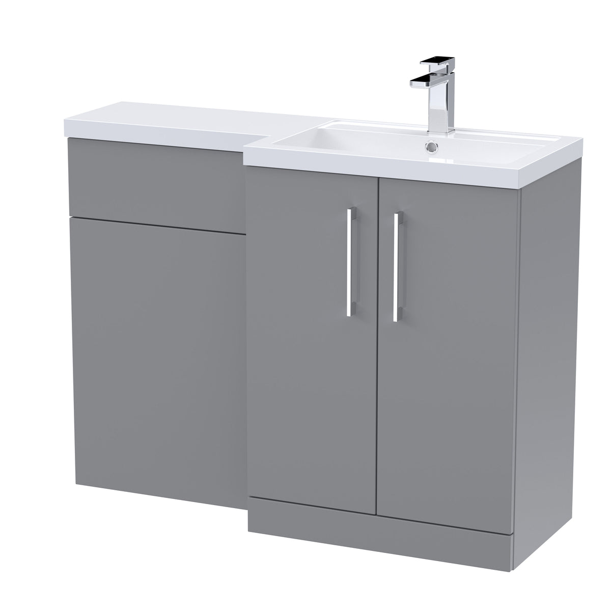 Nuie Arno 1100mm 2 Door Floor Standing Right-Hand Combination Unit With Polymarble Basin