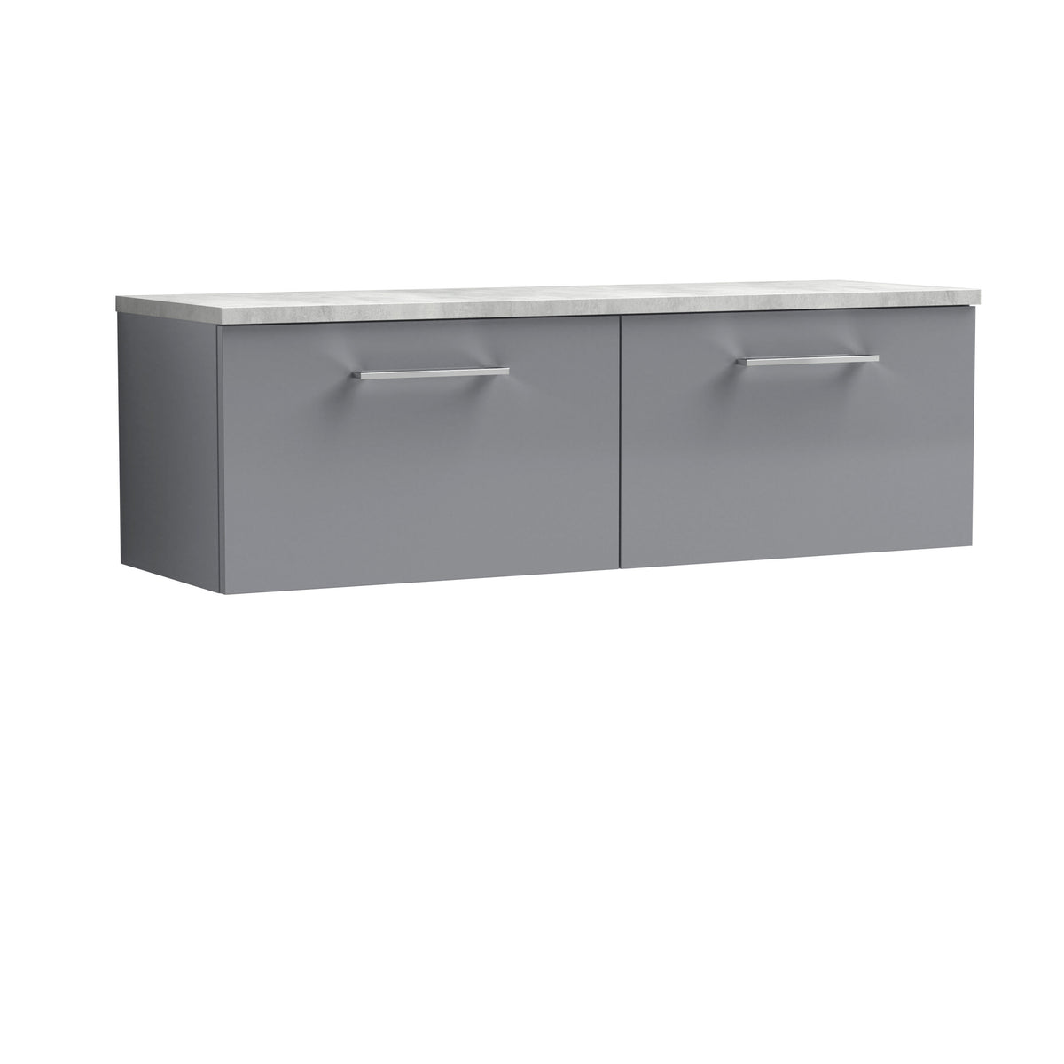 Nuie Arno 1200mm 2 Drawer Wall Hung Vanity Unit With Bellato Grey Worktop