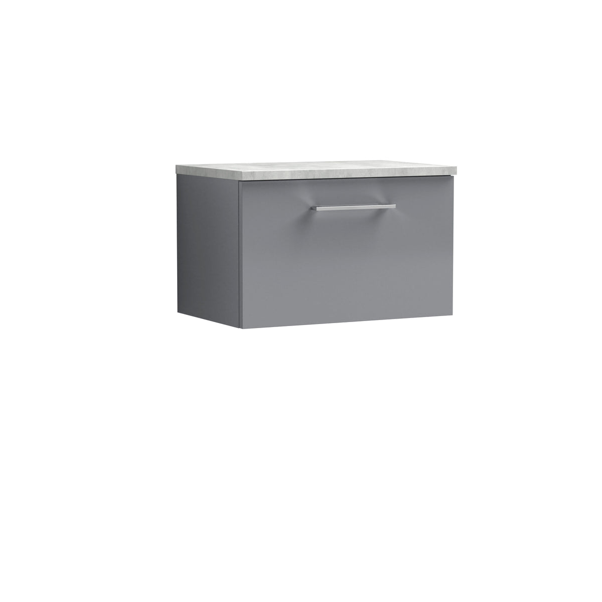 Nuie Arno 600mm 1 Drawer Wall Hung Vanity Unit With Bellato Grey Worktop