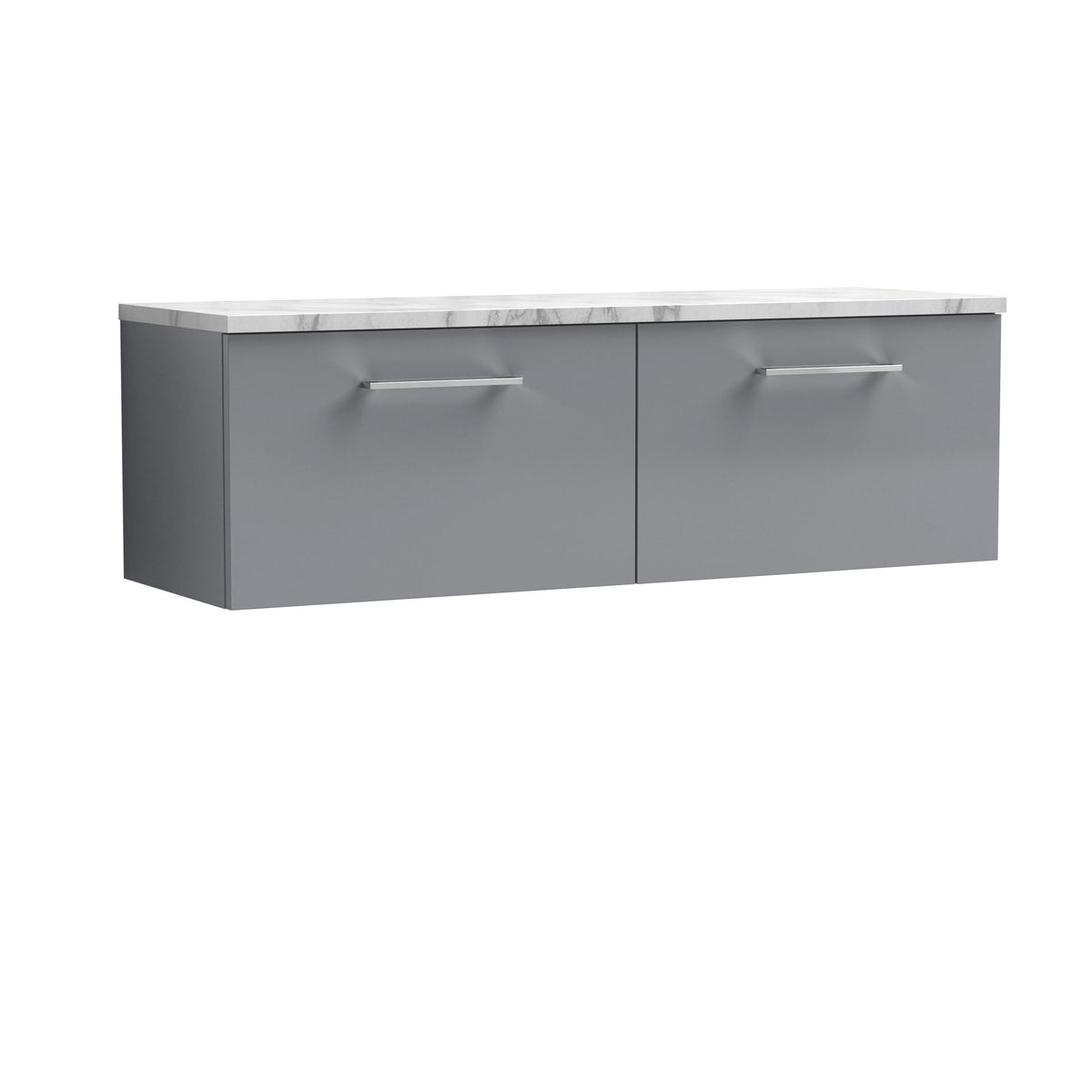 Nuie Arno 1200mm 2 Drawer Wall Hung Vanity With Carrara Laminate Worktop