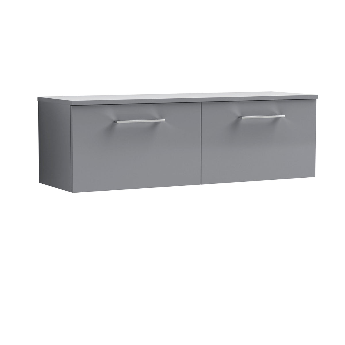 Nuie Arno 1200mm Slate Grey 2 Drawer Wall Hung Vanity Unit With Co-ordinating Worktop