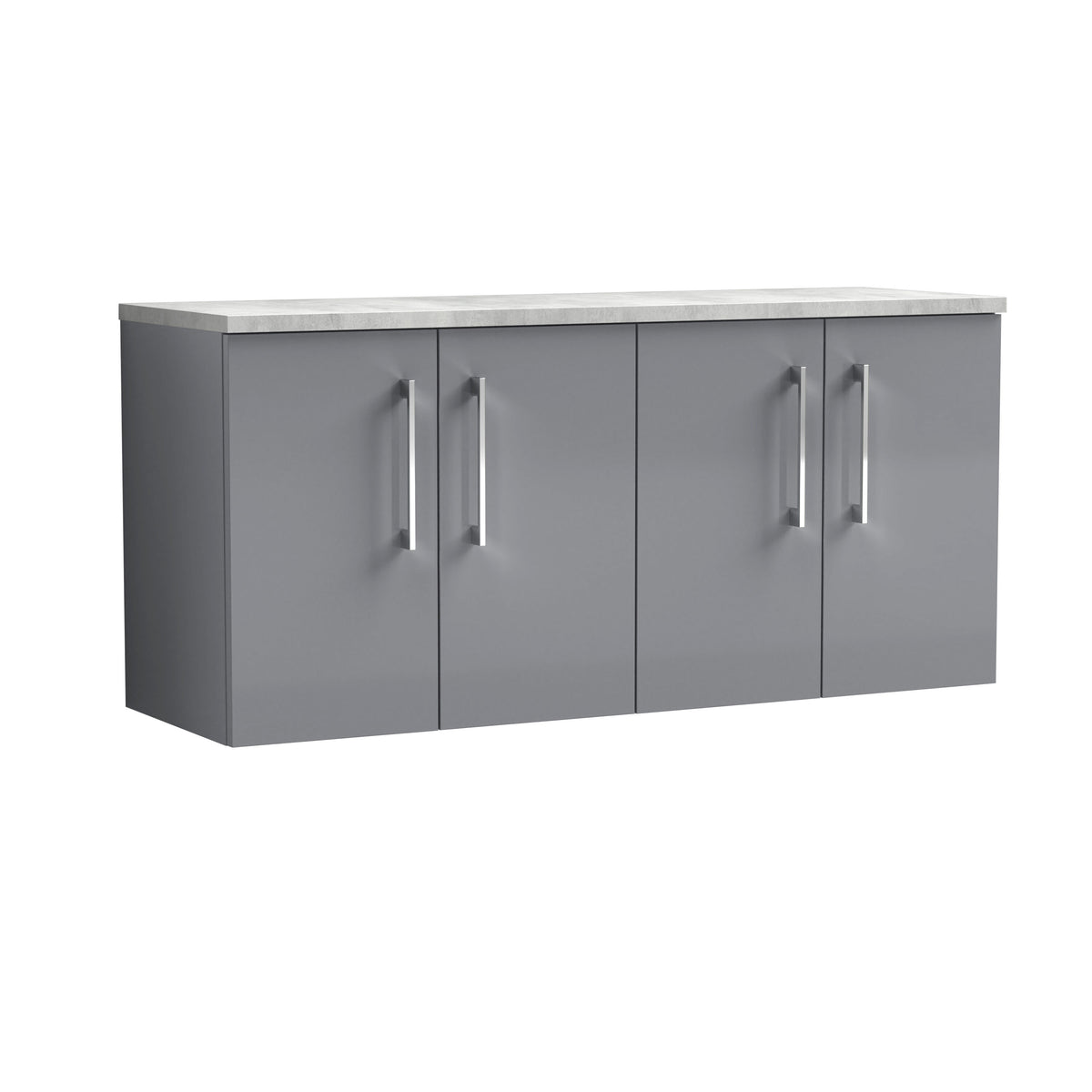 Nuie Arno 1200mm 4 Door Wall Hung Vanity Unit With Bellato Grey Worktop