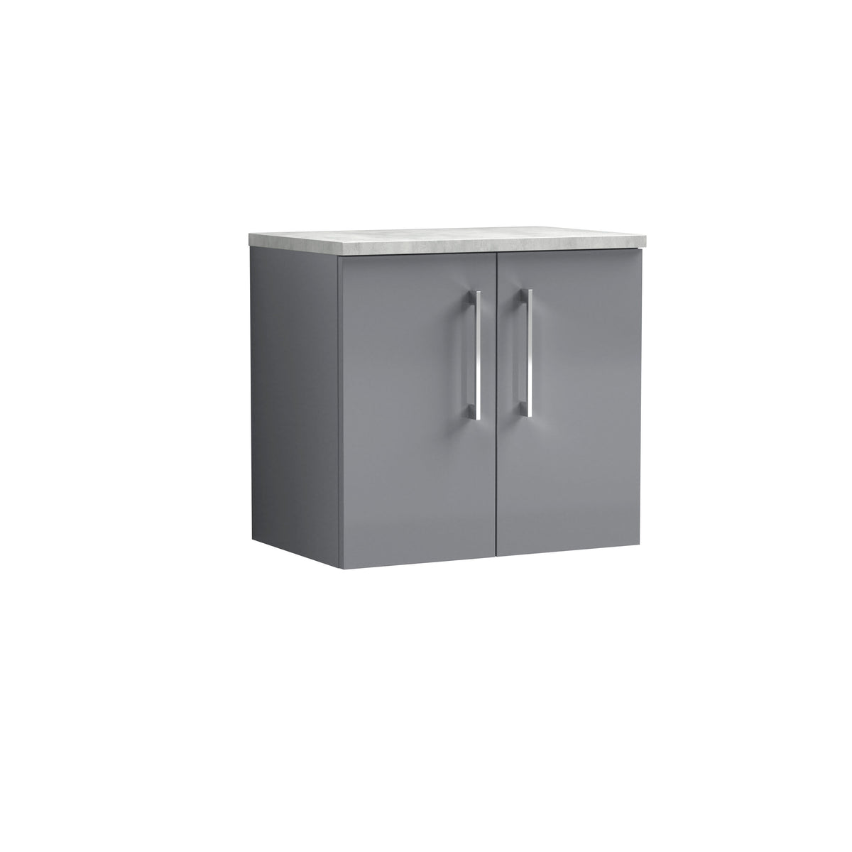 Nuie Arno 600mm 2 Door Wall Hung Vanity Unit With Bellato Grey Worktop
