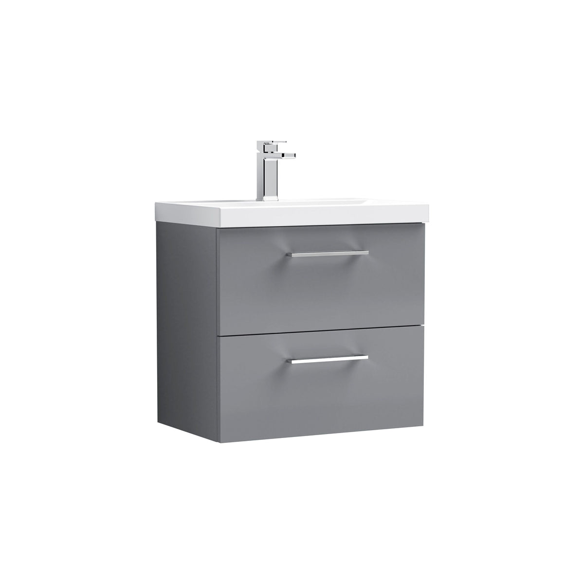 Nuie Arno 600mm 2 Drawer Wall Hung Vanity Unit With Mid-Edge Basin