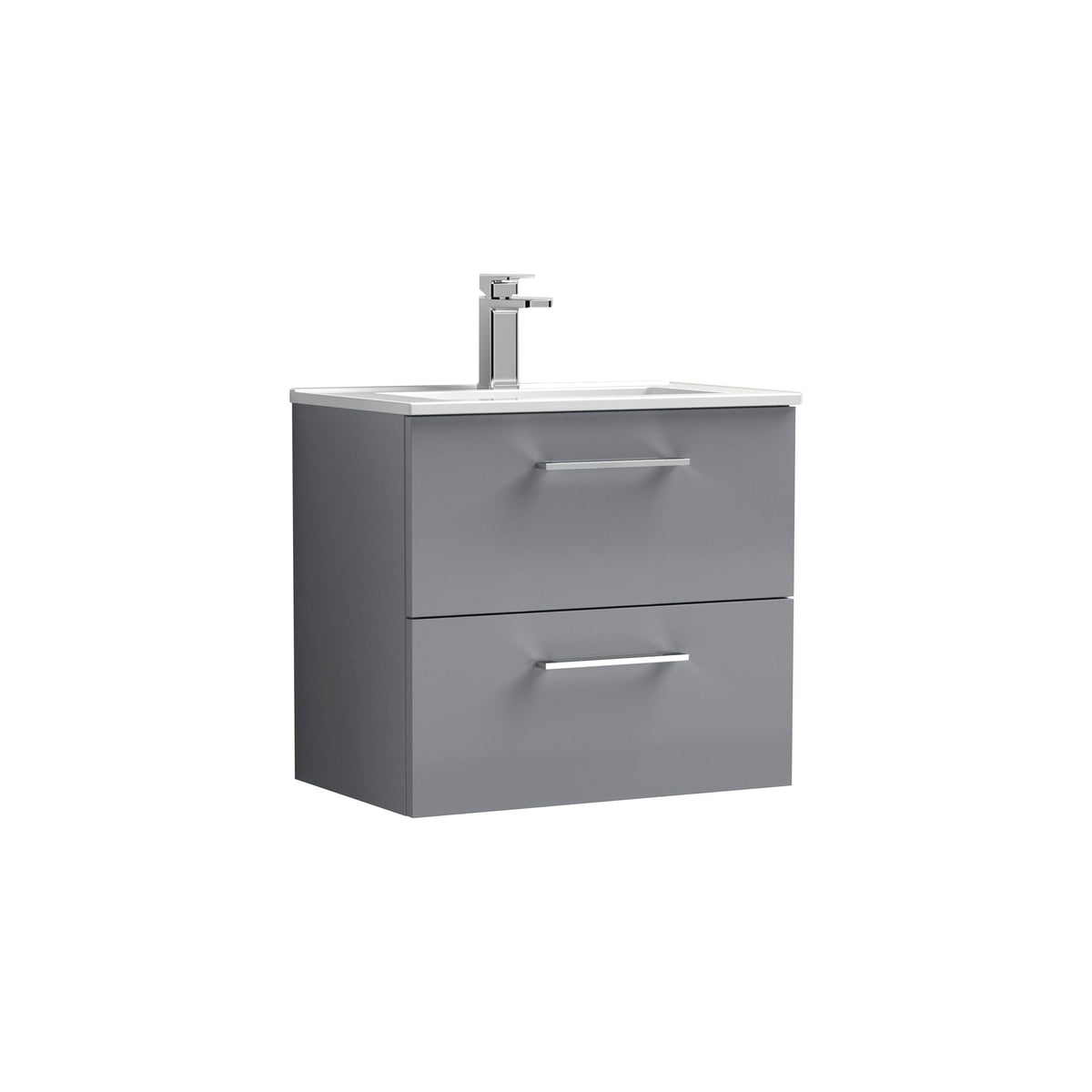 Nuie Arno 600mm 2 Drawer Wall Hung Vanity Unit With Minimalist Basin
