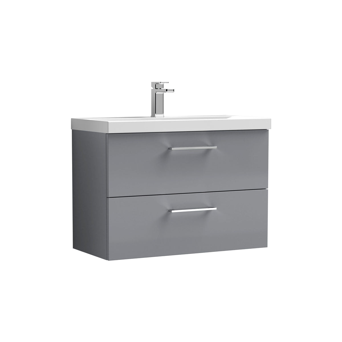 Nuie Arno 800mm 2 Drawer Wall Hung Vanity Unit With Thin Edge Basin