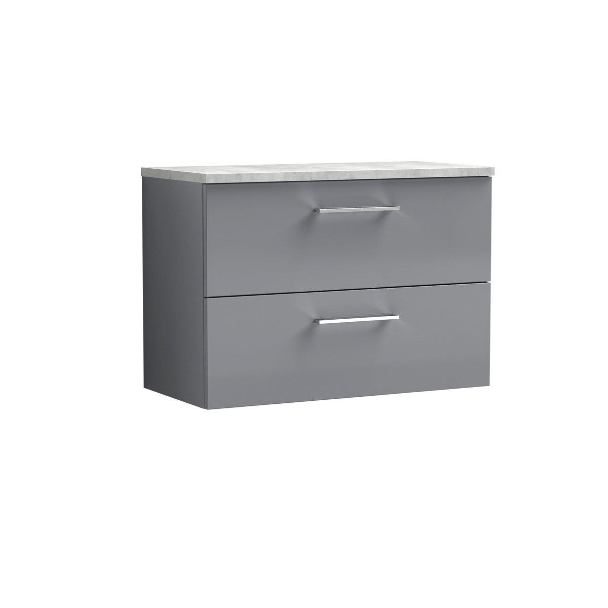Nuie Arno 800mm 2 Drawer Wall Hung Vanity Unit With Bellato Grey Worktop