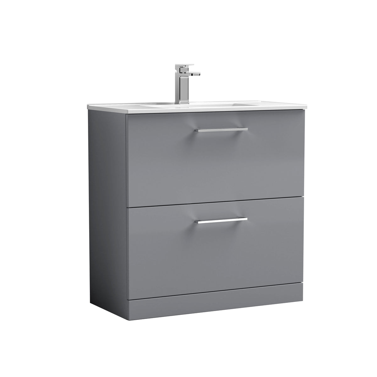 Nuie Arno 800mm 2 Drawer Floor Standing Vanity Unit With Minimalist Basin
