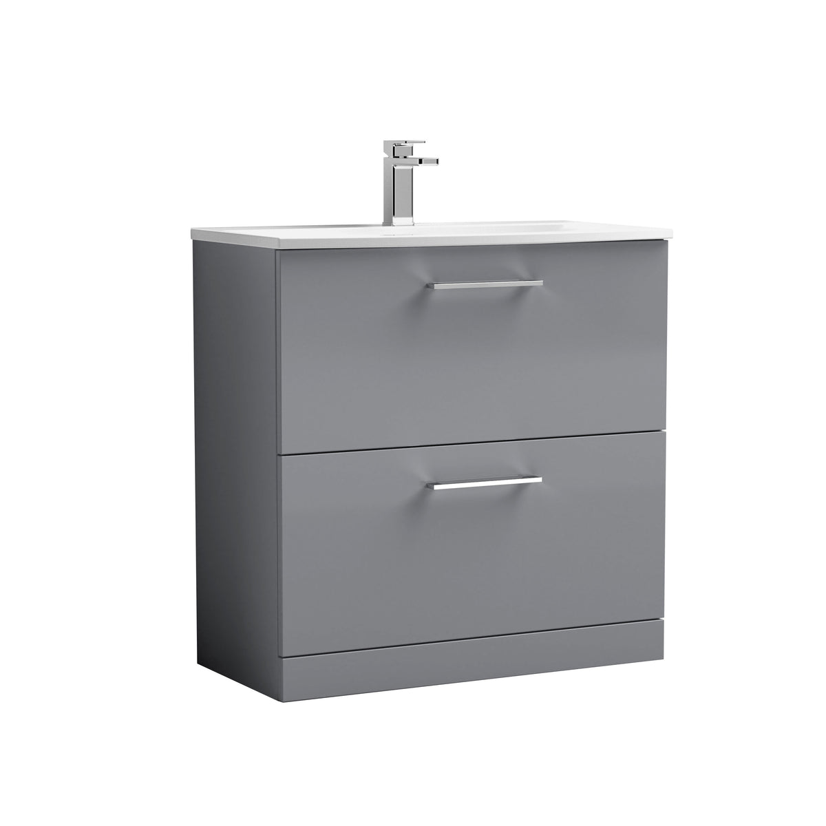 Nuie Arno 800mm 2 Drawer Floor Standing Vanity Unit With Curved Basin