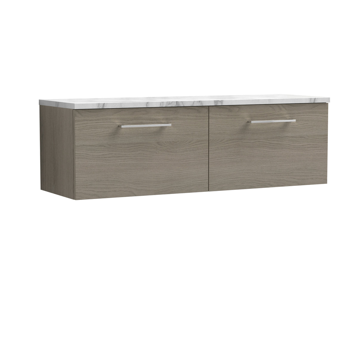 Nuie Arno 1200mm 2 Drawer Wall Hung Vanity With Carrara Laminate Worktop