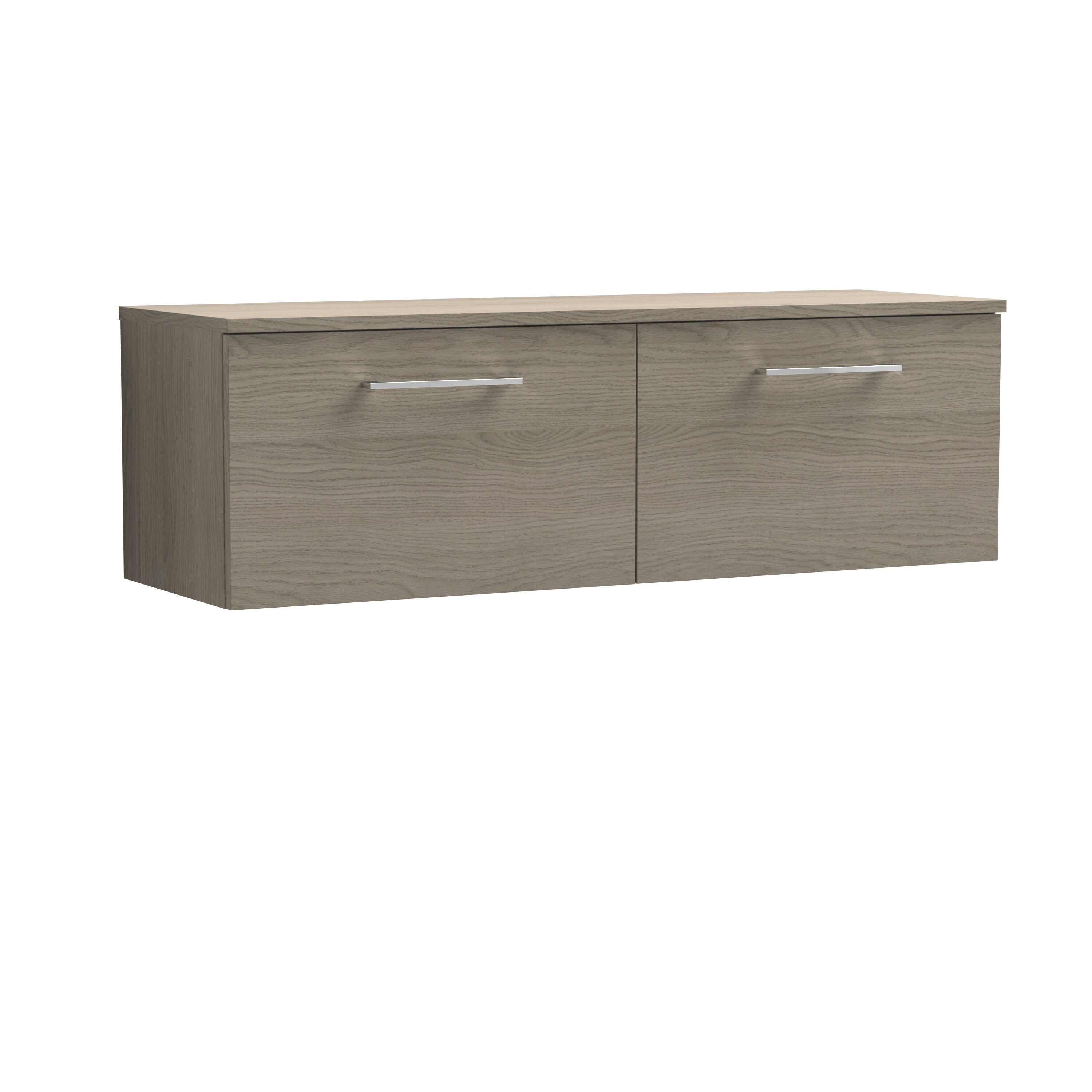 nuie Arno 1200mm Solace Oak 2 Drawer Wall Hung Vanity Unit With Co-ordinating Worktop