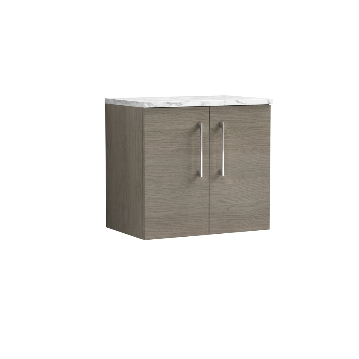 Nuie Arno 600mm 2 Door Wall Hung Vanity Unit With Carrara Laminate Worktop