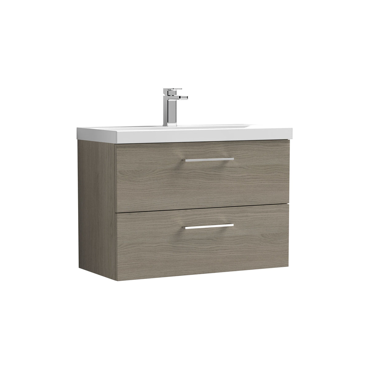 Nuie Arno 800mm 2 Drawer Wall Hung Vanity Unit With Thin Edge Basin