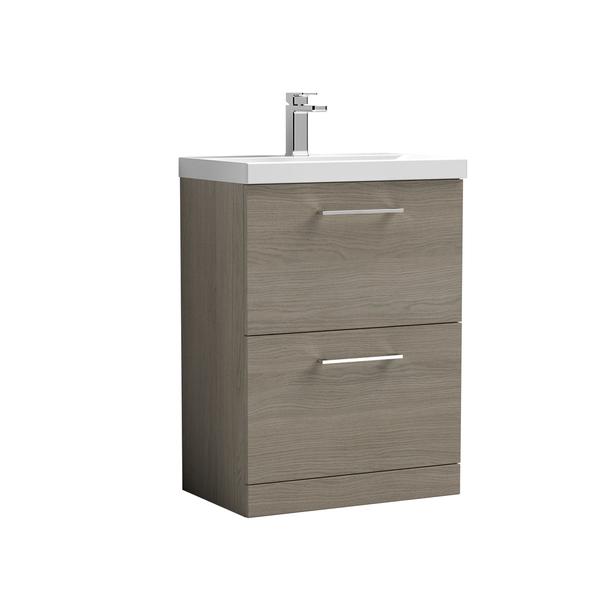 Nuie Arno 600mm 2 Drawer Floor Standing Vanity Unit With Mid-Edge Basin