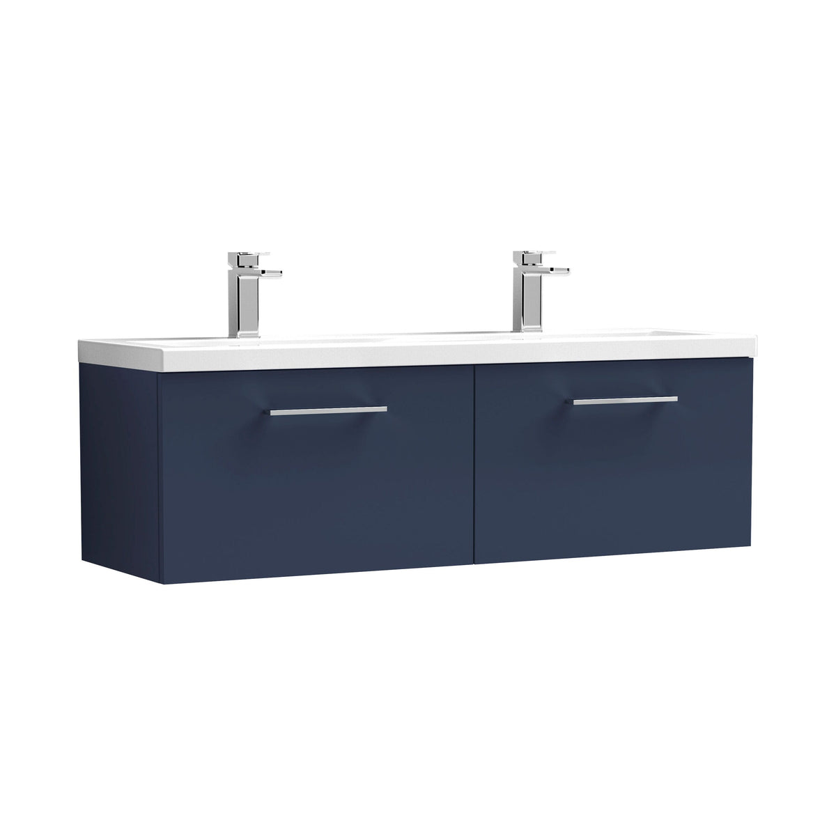 Nuie Arno 1200mm 2 Drawer Wall Hung Vanity Unit With 2 Tap Hole Ceramic Basin
