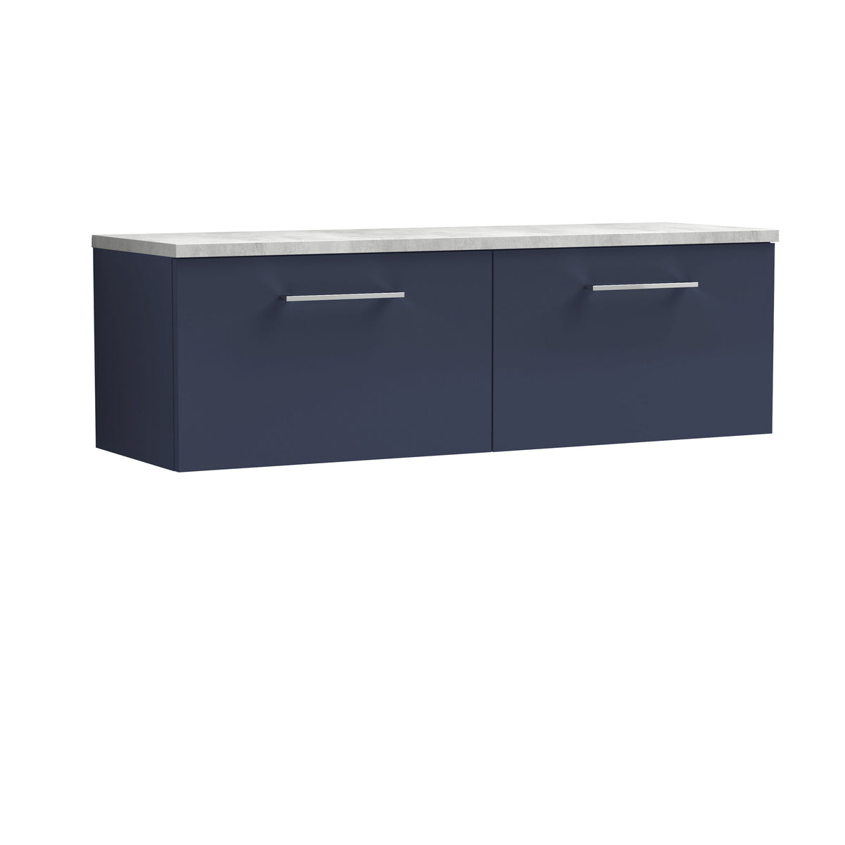 Nuie Arno 1200mm 2 Drawer Wall Hung Vanity Unit With Bellato Grey Worktop