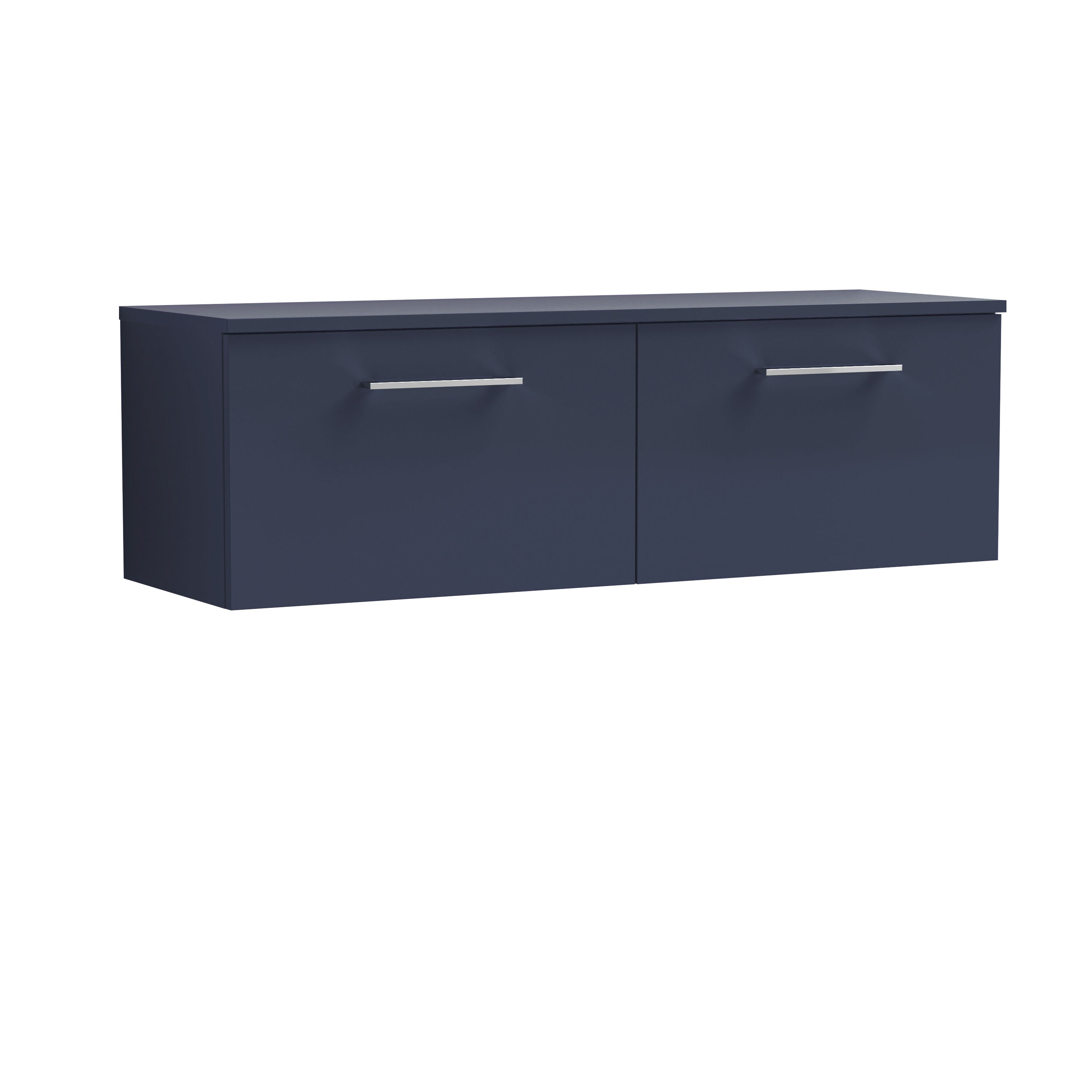 nuie Arno 1200mm Midnight Blue 2 Drawer Wall Hung Vanity Unit With Co-ordinating Worktop
