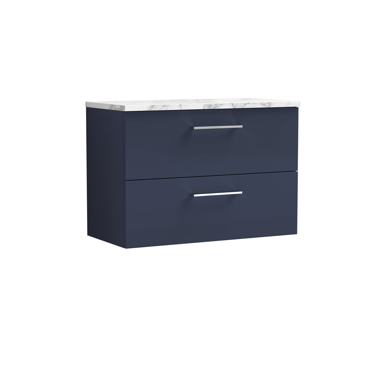 Nuie Arno 800mm 2 Drawer Wall Hung Vanity Unit With Carrara Laminate Worktop