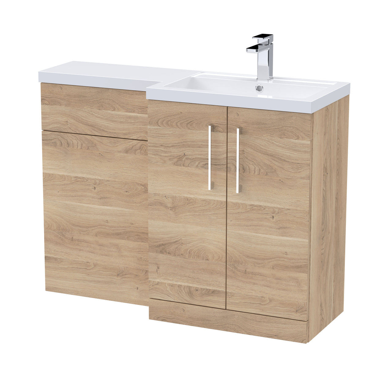 Nuie Arno 1100mm 2 Door Floor Standing Right-Hand Combination Unit With Polymarble Basin