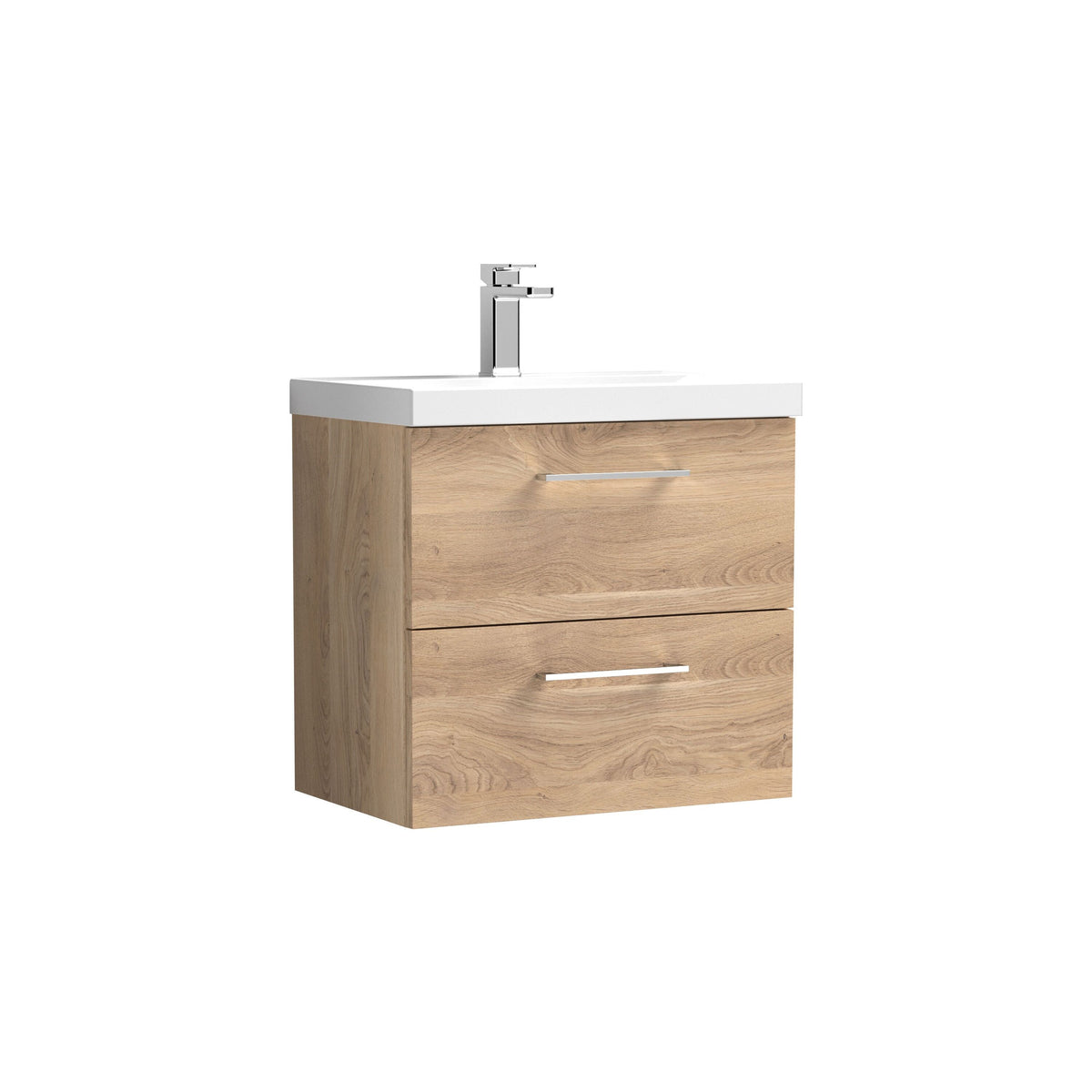 Nuie Arno 600mm 2 Drawer Wall Hung Vanity Unit With Thin Edge Basin