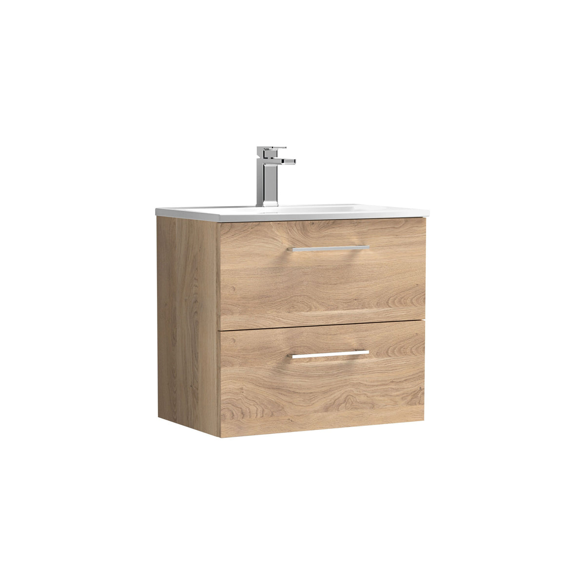 Nuie Arno 600mm 2 Drawer Wall Hung Vanity Unit With Curved Basin