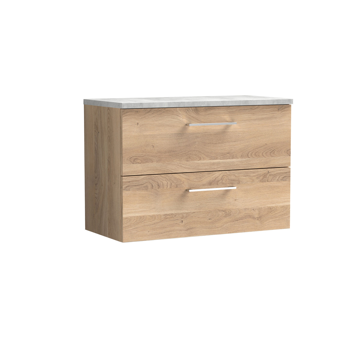 Nuie Arno 800mm 2 Drawer Wall Hung Vanity Unit With Bellato Grey Worktop