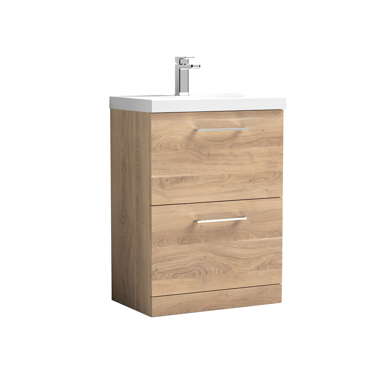 Nuie Arno 600mm 2 Drawer Floor Standing Vanity Unit With Mid-Edge Basin