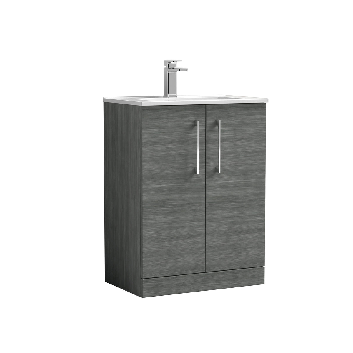 Nuie Arno 600mm 2 Door Floor Standing Vanity Unit With Minimalist Basin
