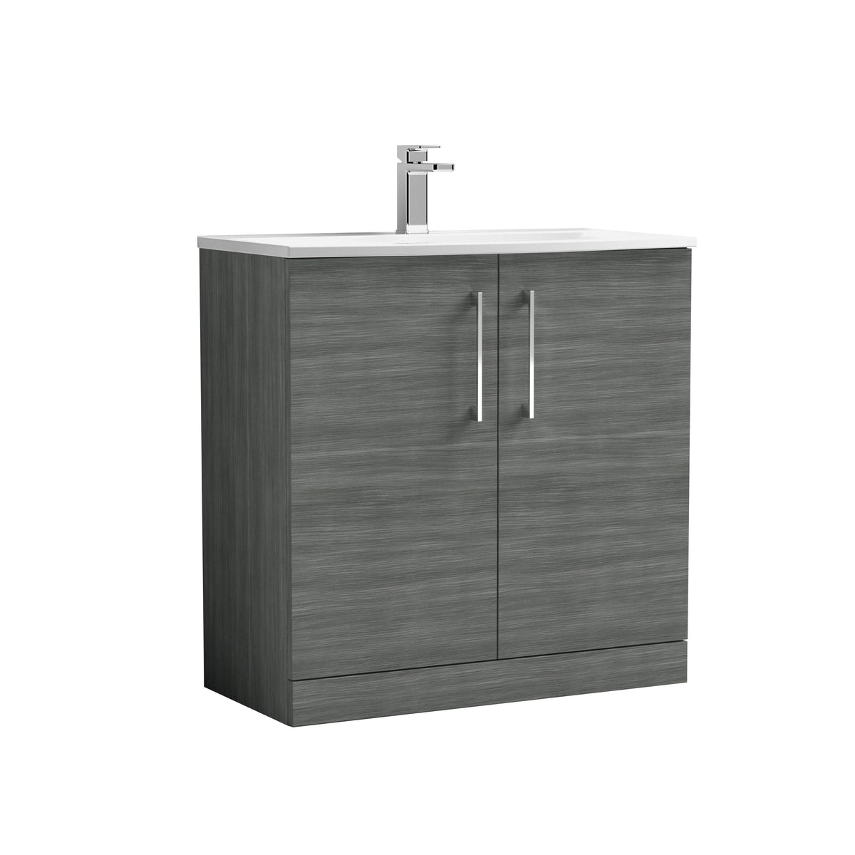 Nuie Arno 800mm 2 Door Floor Standing Vanity Unit With Curved Basin