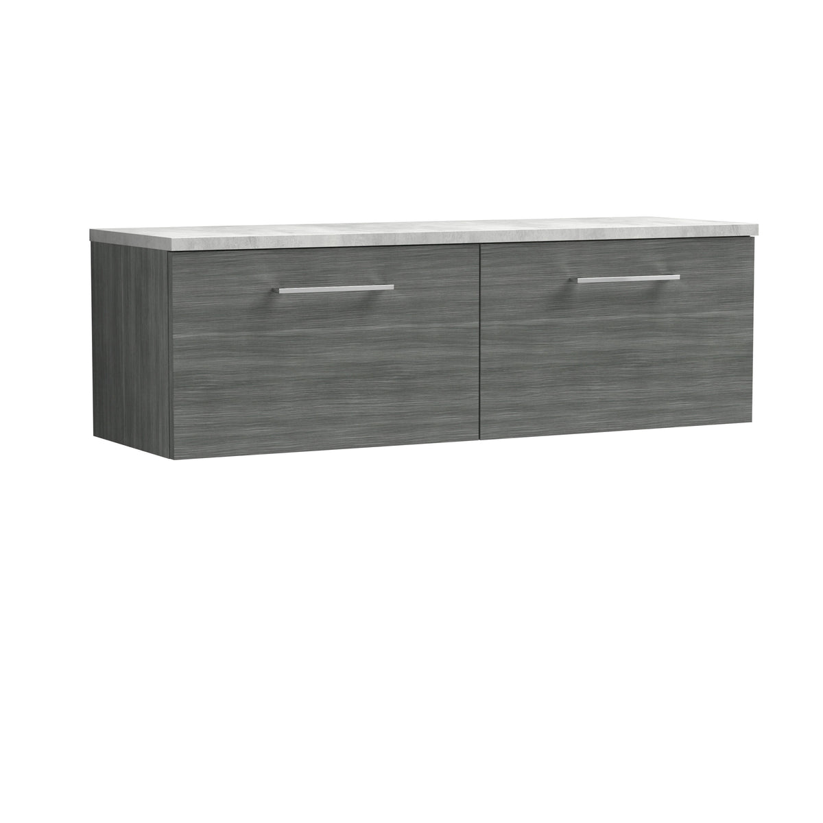 Nuie Arno 1200mm 2 Drawer Wall Hung Vanity Unit With Bellato Grey Worktop