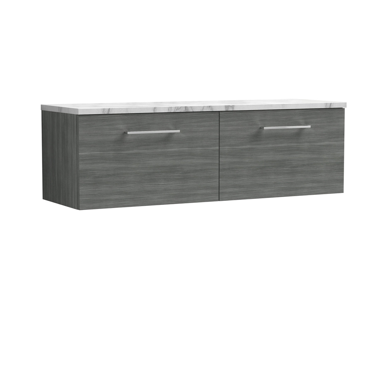 Nuie Arno 1200mm 2 Drawer Wall Hung Vanity With Carrara Laminate Worktop