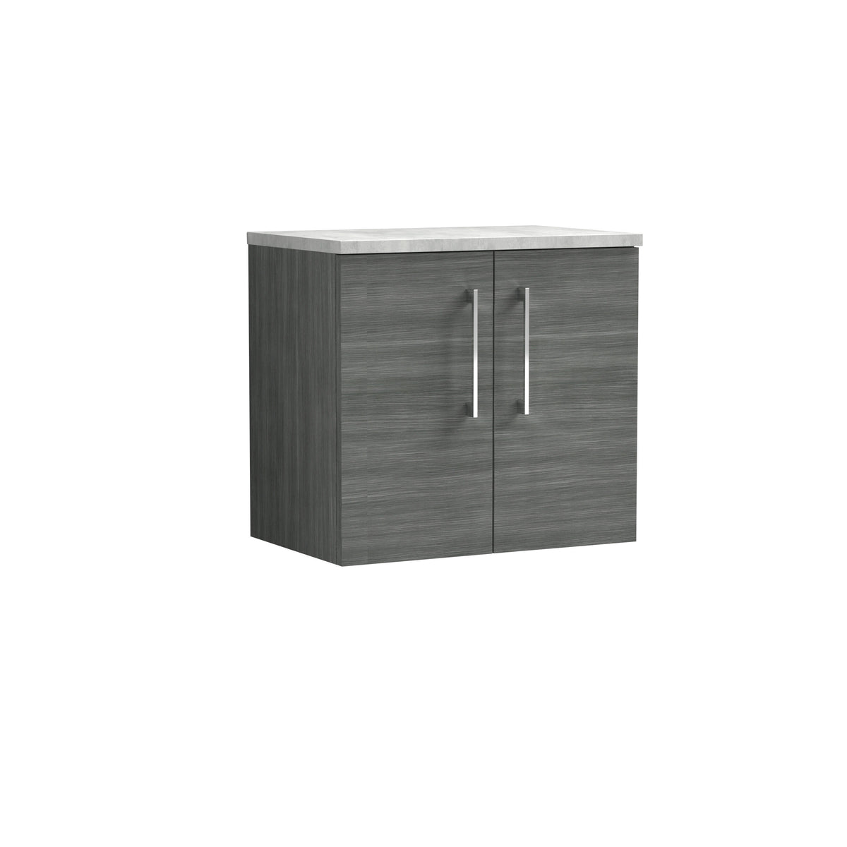 Nuie Arno 600mm 2 Door Wall Hung Vanity Unit With Bellato Grey Worktop