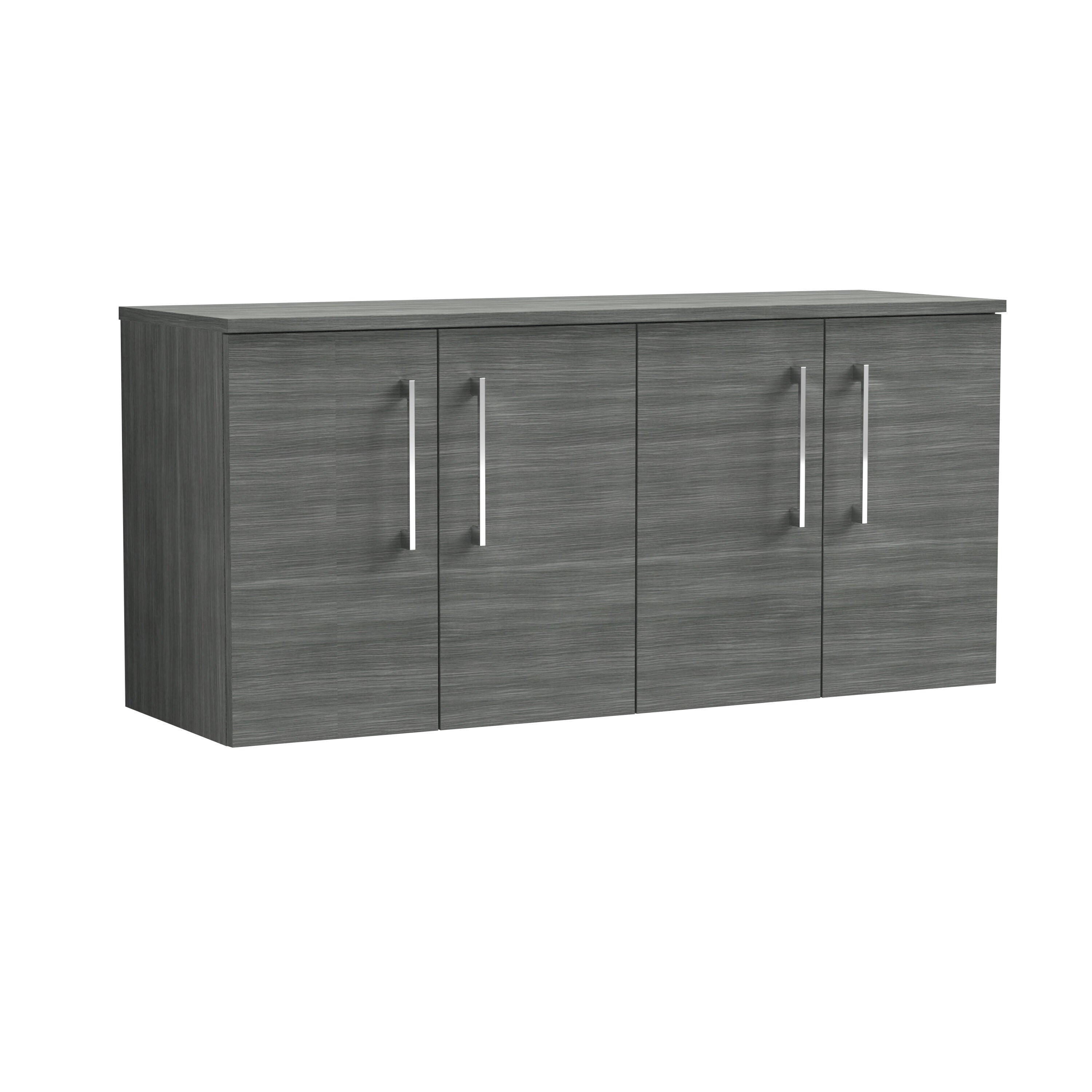 nuie Arno 1200mm Anthracite Woodgrain  2 Door Wall Hung Vanity Unit With Co-ordinating Worktop