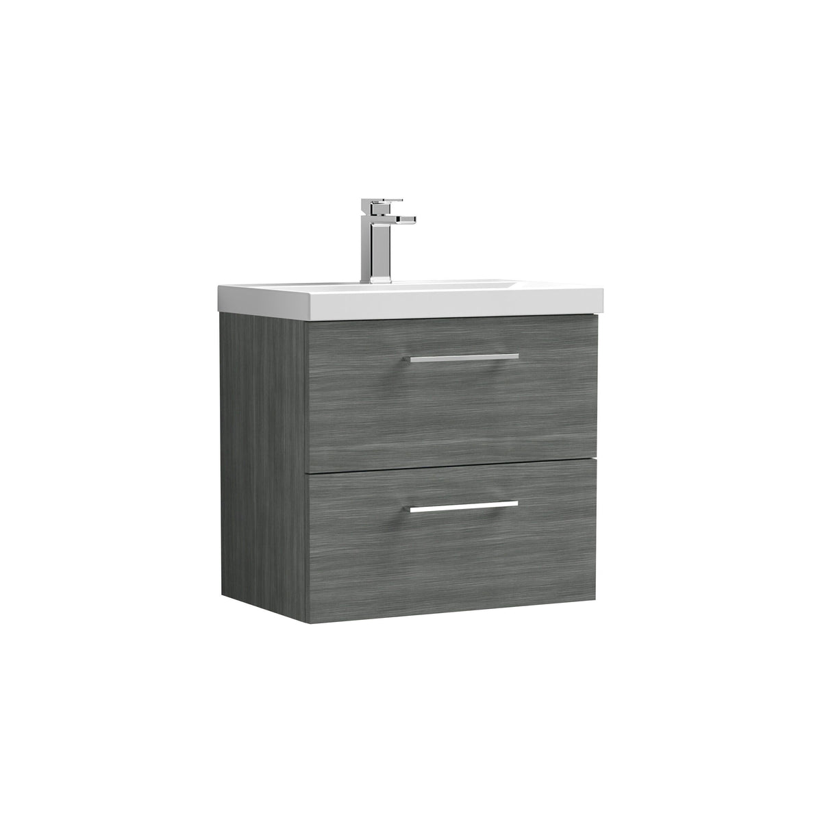Nuie Arno 600mm 2 Drawer Wall Hung Vanity Unit With Thin Edge Basin