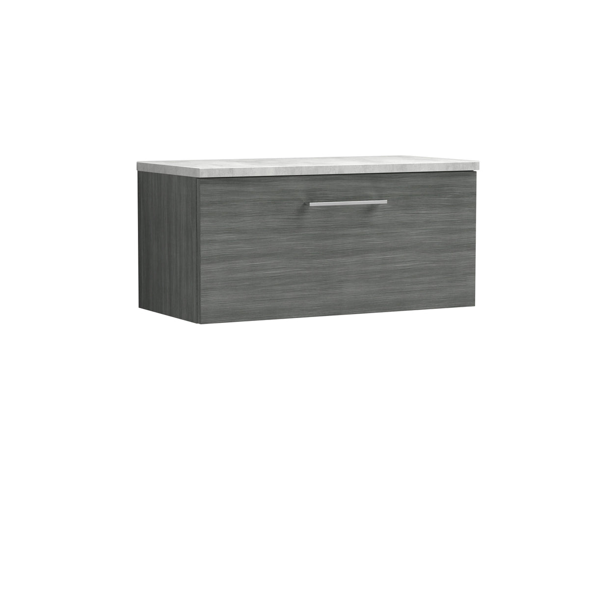 Nuie Arno 800mm Wall Hung 1 Drawer Vanity Unit With Bellato Grey Worktop