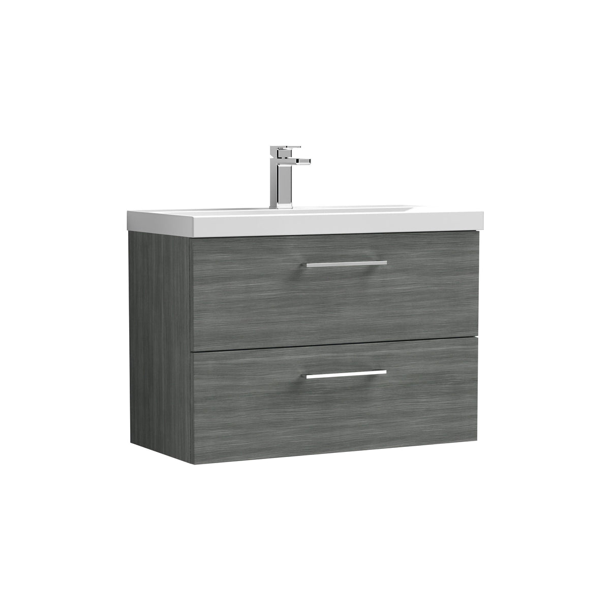 Nuie Arno 800mm 2 Drawer Wall Hung Vanity Unit With Mid-Edge Basin