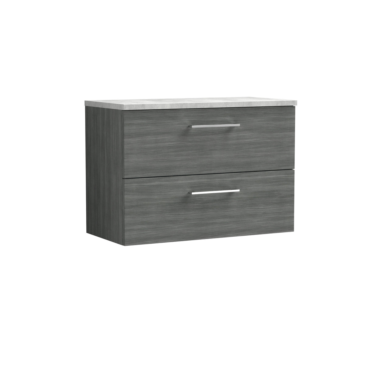 Nuie Arno 800mm 2 Drawer Wall Hung Vanity Unit With Bellato Grey Worktop