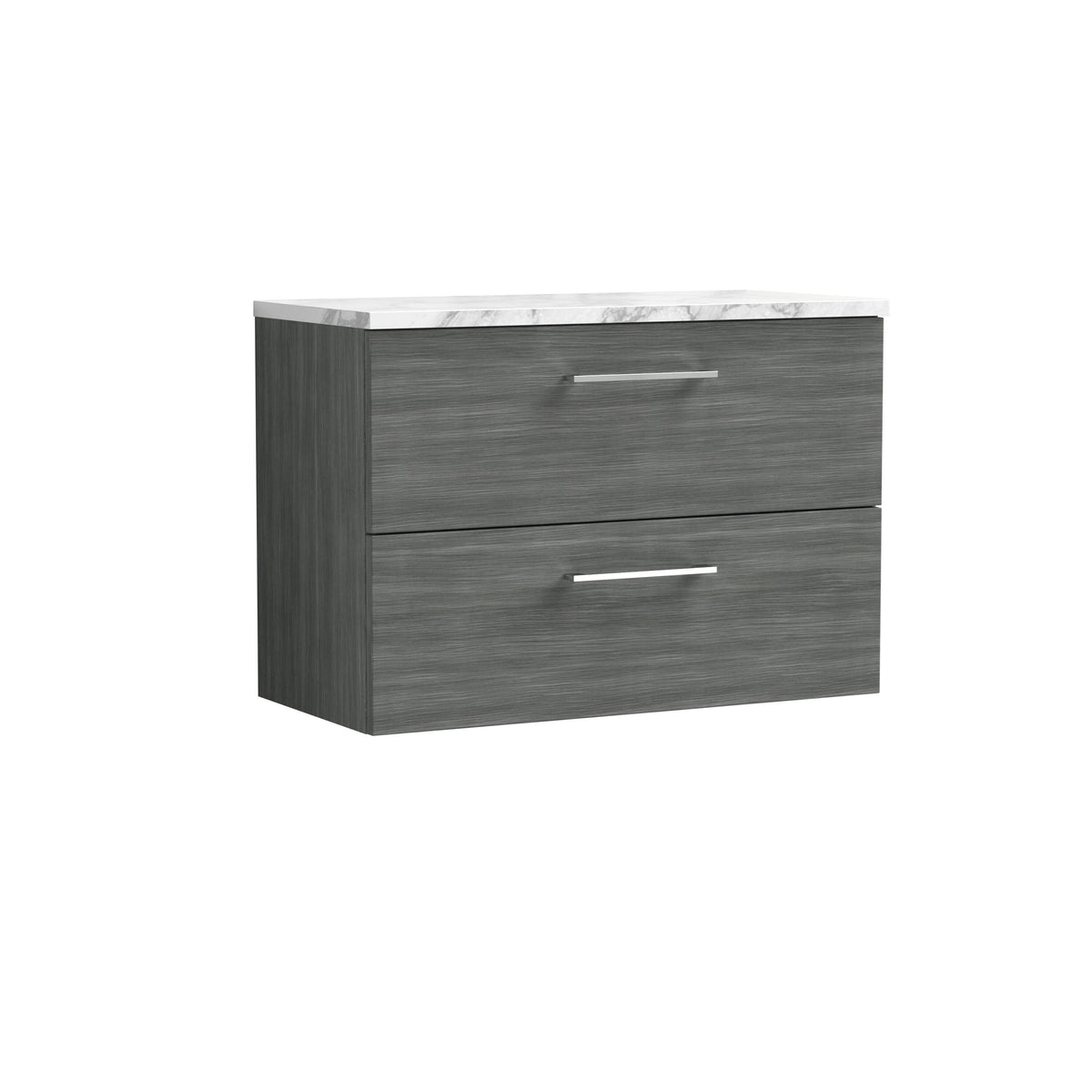 Nuie Arno 800mm Wall Hung 2 Drawer Vanity Unit With Carrara Laminate Worktop