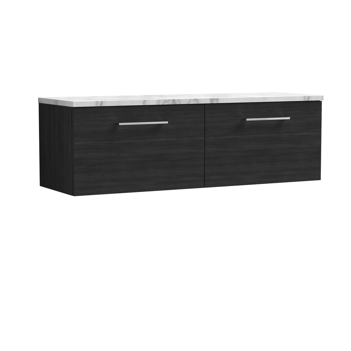 Nuie Arno 1200mm 2 Drawer Wall Hung Vanity With Carrara Laminate Worktop