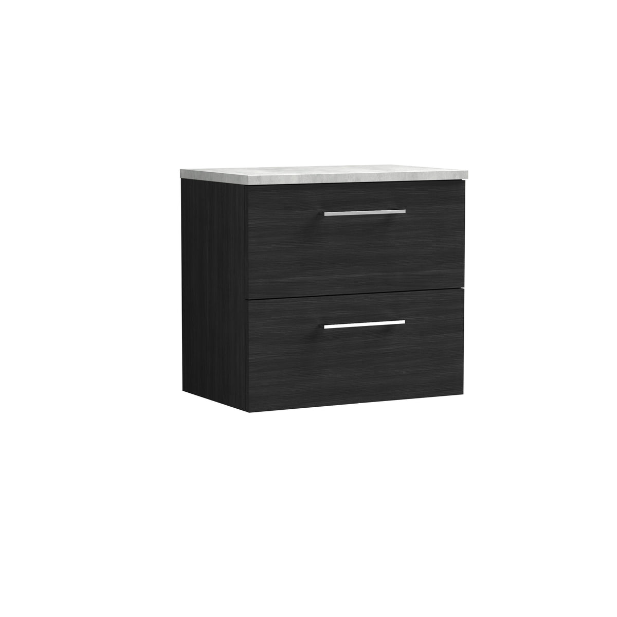 Nuie Arno 600mm 2 Drawer Wall Hung Vanity Unit With Bellato Grey Worktop