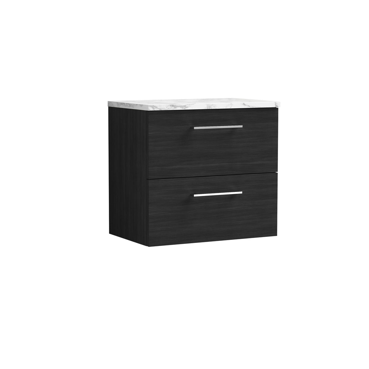 Nuie Arno 600mm 2 Drawer Wall Hung Vanity Unit With Carrara Laminate Worktop