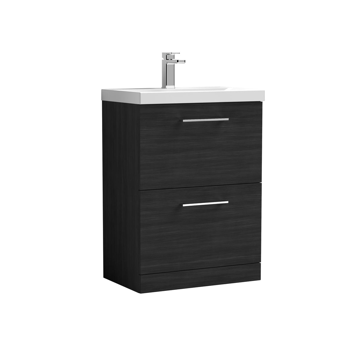 Nuie Arno 600mm 2 Drawer Floor Standing Vanity Unit With Mid-Edge Basin