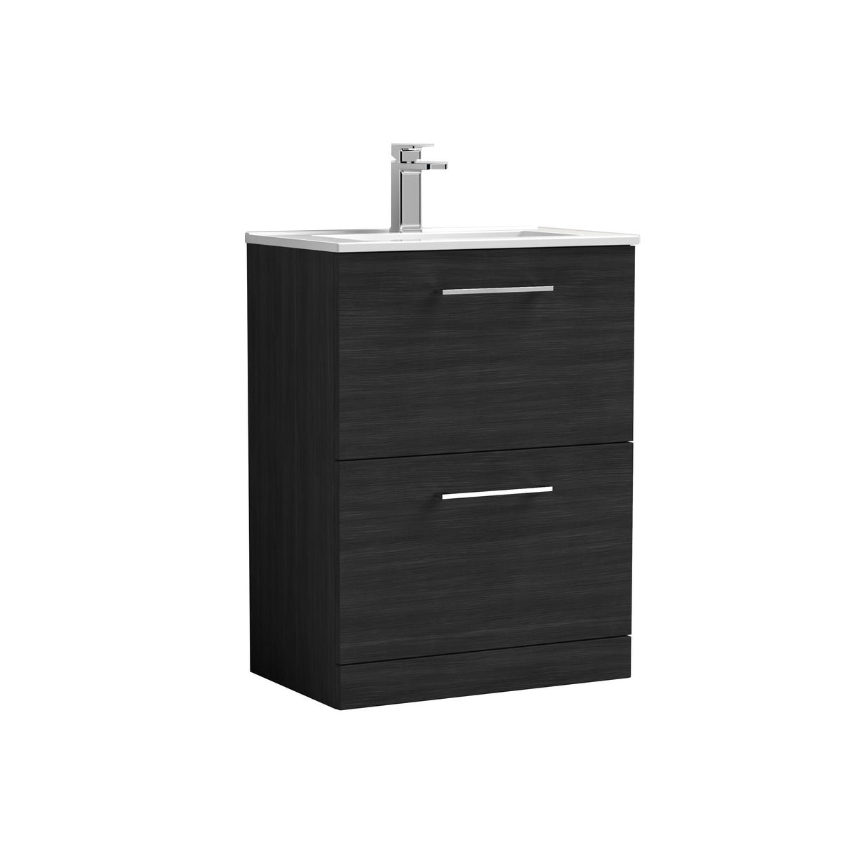 Nuie Arno 600mm 2 Drawer Floor Standing Vanity Unit With Minimalist Basin